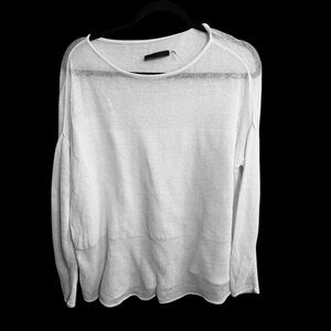 Alice & Olivia Linen Sheer sweater Long Sleeve White Size